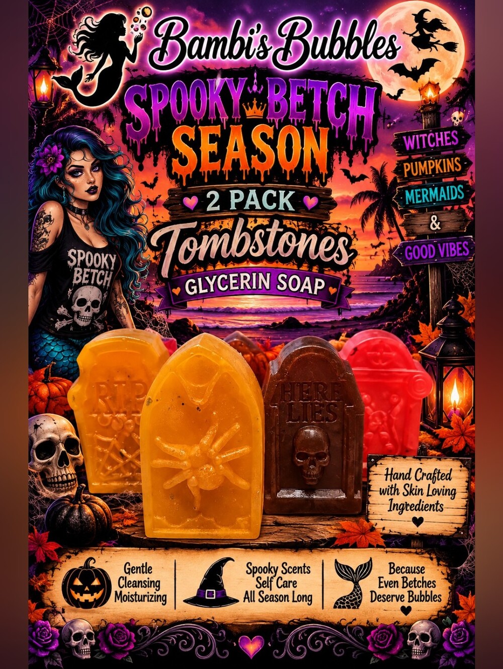 New! TOMBSTONES Hand Crafted Glycerin Soap Assorted Scents 2 pack